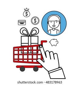 electronic commerce flat line icons vector illustration design