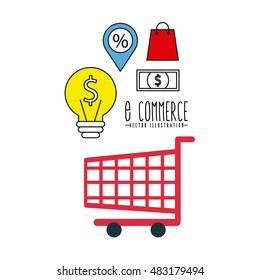 electronic commerce flat line icons vector illustration design