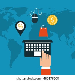 electronic commerce flat line icons vector illustration design
