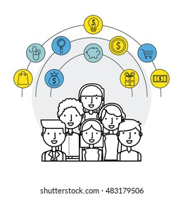 electronic commerce flat line icons vector illustration design