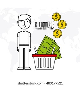 electronic commerce flat line icons vector illustration design