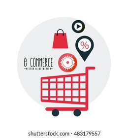 electronic commerce flat line icons vector illustration design
