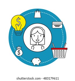 electronic commerce flat line icons vector illustration design