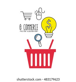electronic commerce flat line icons vector illustration design