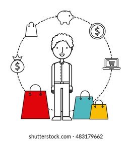 electronic commerce flat line icons vector illustration design