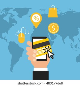electronic commerce flat line icons vector illustration design