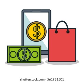 electronic commerce flat line icons