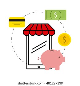 electronic commerce flat set icons vector illustration design