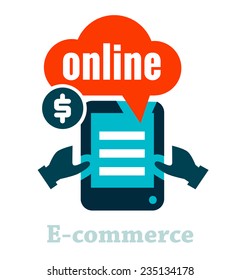 Electronic commerce icon on white for web and mobile.