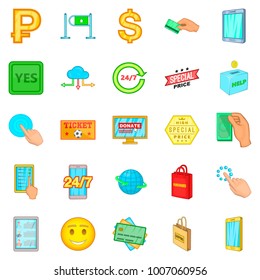Electronic commerce icons set. Cartoon set of 25 electronic commerce vector icons for web isolated on white background