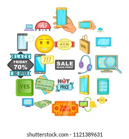Electronic commerce icons set. Cartoon set of 25 electronic commerce vector icons for web isolated on white background