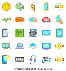 Electronic commerce icons set. Cartoon set of 25 electronic commerce vector icons for web isolated on white background