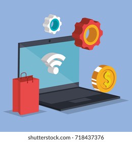electronic commerce isometrics icons