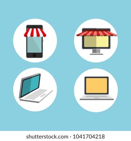 electronic commerce set icons
