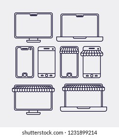 electronic commerce set icons