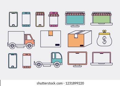 electronic commerce set icons