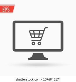 Electronic commerce web internet icon. Online sale shopping symbol. Internet business commerce illustration. Mobile supermarker shop sign. Buy payment label. Sell button of digital money marketing.