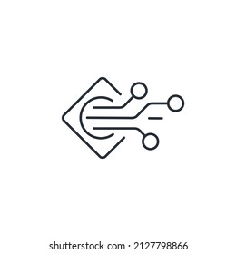 Electronic communication elements. connection lines. Vector linear icon isolated on white background