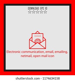 Electronic communication, email, open mail icon  line icon