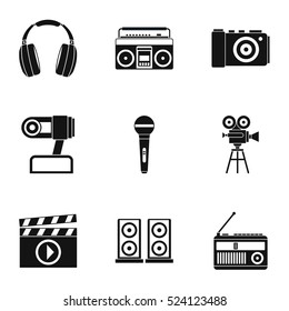 Electronic communication icons set. Simple illustration of 9 electronic communication vector icons for web