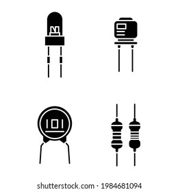 Electronic component icon set, EPS 10