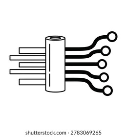 Electronic component with multiple wires isolated on white background, industrial technology
