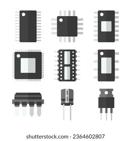Electronic Components Color Vector Elements Icons