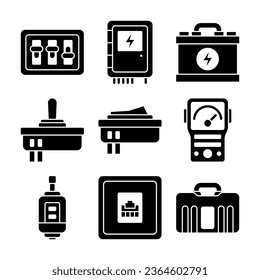 Electronic Components Glyph Vector Elements Icons