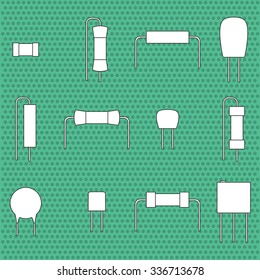  electronic components icons set resistors. Vector illustration
