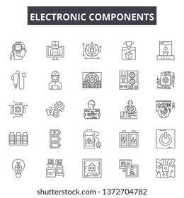 Electronic components line icons, signs, vector set, outline illustration concept 
