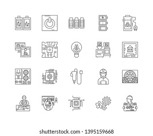 Electronic components line icons, signs, vector set, outline illustration concept 