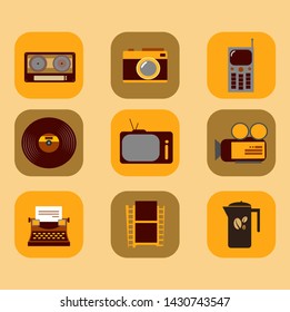 electronic components with vitage flat icon  design