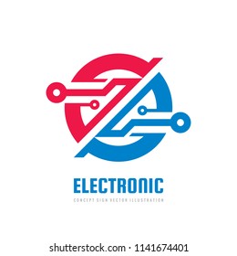 Electronic computer chip - concept business logo template vector illustration. Abstract digital technology creative sign. Global network symbol. Graphic design element. 