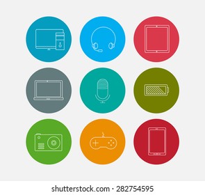 electronic computer device icons set