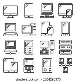 Electronic and Computer Devices Icons Set. Vector