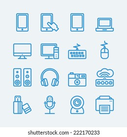 Electronic computer devices line icons. Vector EPS10 