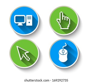 Electronic computer icon set. Internet Button vector illustration.