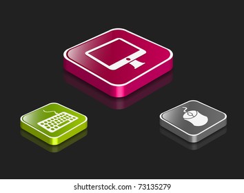 Electronic computer icon set. Internet Button vector illustration.