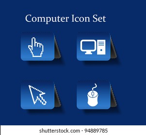 Electronic computer icon set. Internet Button vector illustration.