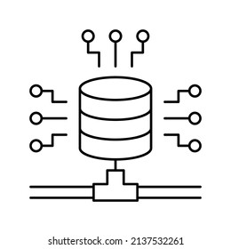 electronic connection digital processing line icon vector. electronic connection digital processing sign. isolated contour symbol black illustration