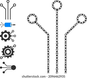 Electronic connections mosaic icon. Vector collage made with scattered virulent icons. Virulent mosaic electronic connections icon, and bonus icons. Electronic connections mosaic for epidemic images.