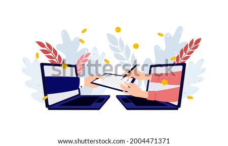 Electronic contract or digital signature concept. Digital signature, business contract, electronic contract, e-signature concept. Vector illustration EPS10