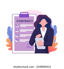 Diseño de ilustración de estilo plano de contrato electrónico