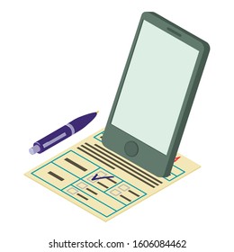 Electronic contract icon. Isometric illustration of electronic contract vector icon for web