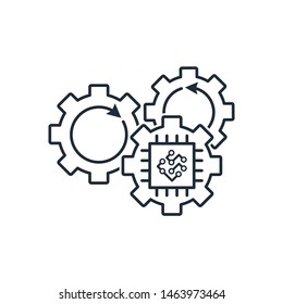 Electronic control. Vector linear icon, white background.
