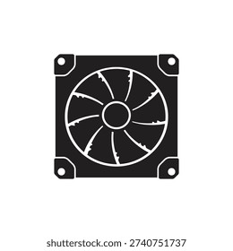 Electronic cooling fan icon vector for computer hardware thermal management ventilation technology and industrial system component
