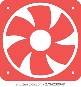 Electronic cooling system part, red pc fan hardware illustration, computer hardware component for heat dissipation