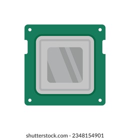 Electronic cpu icon flat vector. Computer data. Board microchip isolated