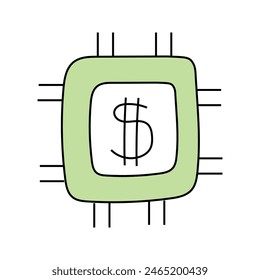 Electronic currency doodle. Vector Isolated on white background