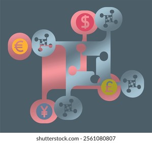 Electronic currency exchange currency signs emblem